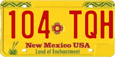 NM license plate 104TQH