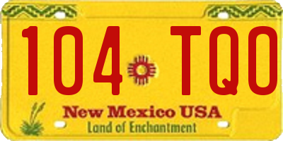 NM license plate 104TQO