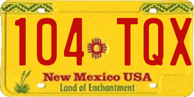 NM license plate 104TQX