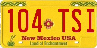 NM license plate 104TSI