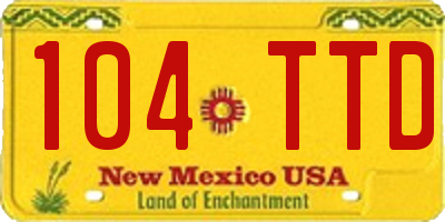 NM license plate 104TTD