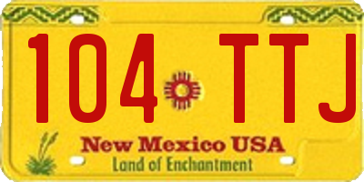 NM license plate 104TTJ