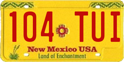 NM license plate 104TUI