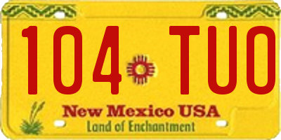 NM license plate 104TUO
