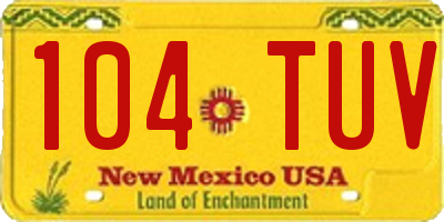 NM license plate 104TUV