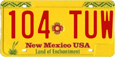 NM license plate 104TUW