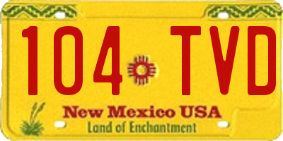 NM license plate 104TVD