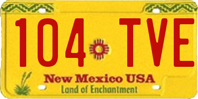 NM license plate 104TVE