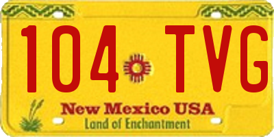 NM license plate 104TVG