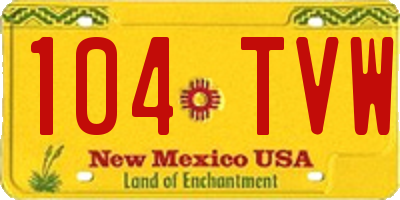 NM license plate 104TVW