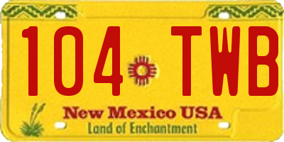 NM license plate 104TWB