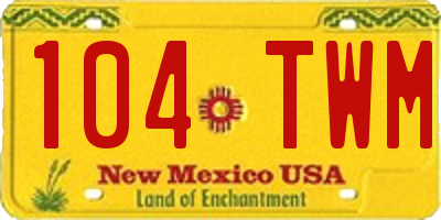 NM license plate 104TWM