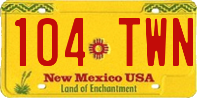 NM license plate 104TWN