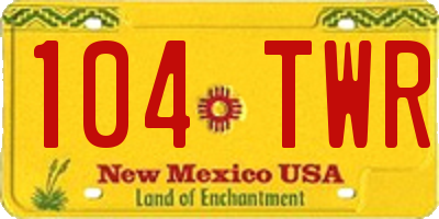 NM license plate 104TWR