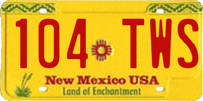 NM license plate 104TWS