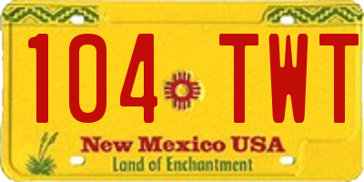 NM license plate 104TWT