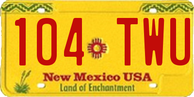 NM license plate 104TWU