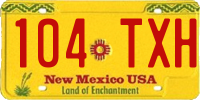 NM license plate 104TXH
