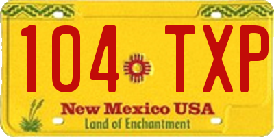 NM license plate 104TXP