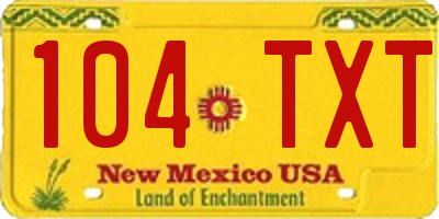 NM license plate 104TXT