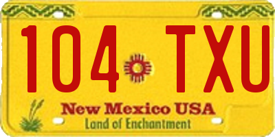 NM license plate 104TXU