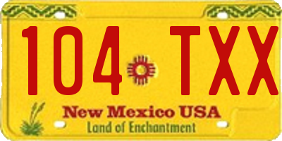 NM license plate 104TXX