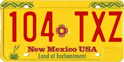 NM license plate 104TXZ