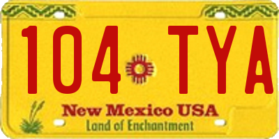 NM license plate 104TYA