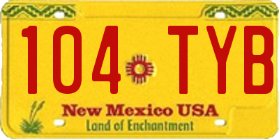 NM license plate 104TYB
