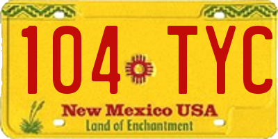 NM license plate 104TYC