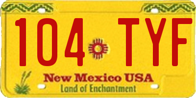 NM license plate 104TYF