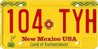 NM license plate 104TYH