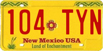 NM license plate 104TYN