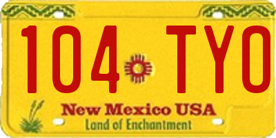 NM license plate 104TYO