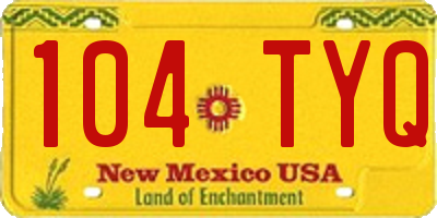 NM license plate 104TYQ