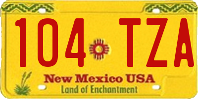 NM license plate 104TZA