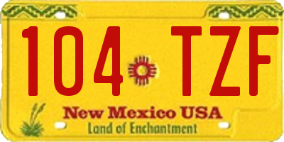 NM license plate 104TZF