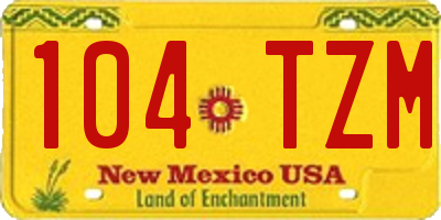 NM license plate 104TZM