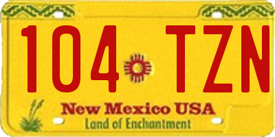 NM license plate 104TZN