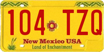 NM license plate 104TZQ