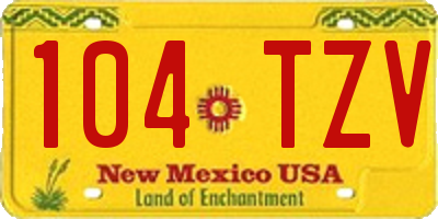 NM license plate 104TZV