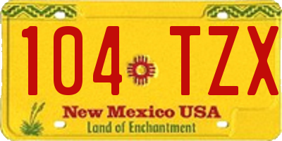 NM license plate 104TZX