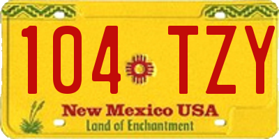 NM license plate 104TZY