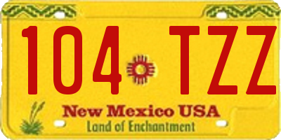 NM license plate 104TZZ