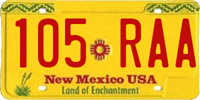 NM license plate 105RAA