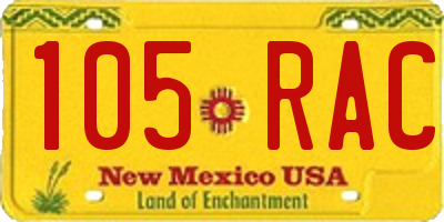 NM license plate 105RAC