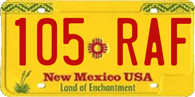 NM license plate 105RAF