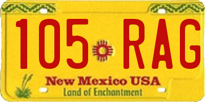 NM license plate 105RAG