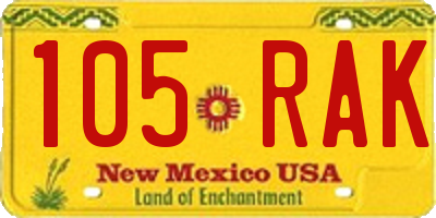 NM license plate 105RAK