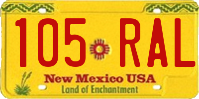 NM license plate 105RAL